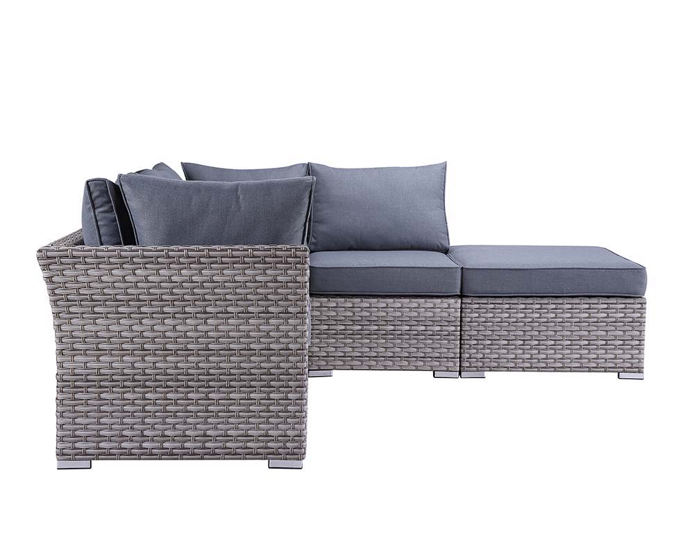 ACME Laurance - Patio Set - Gray Fabric & Gray Finish | Meri Furniture