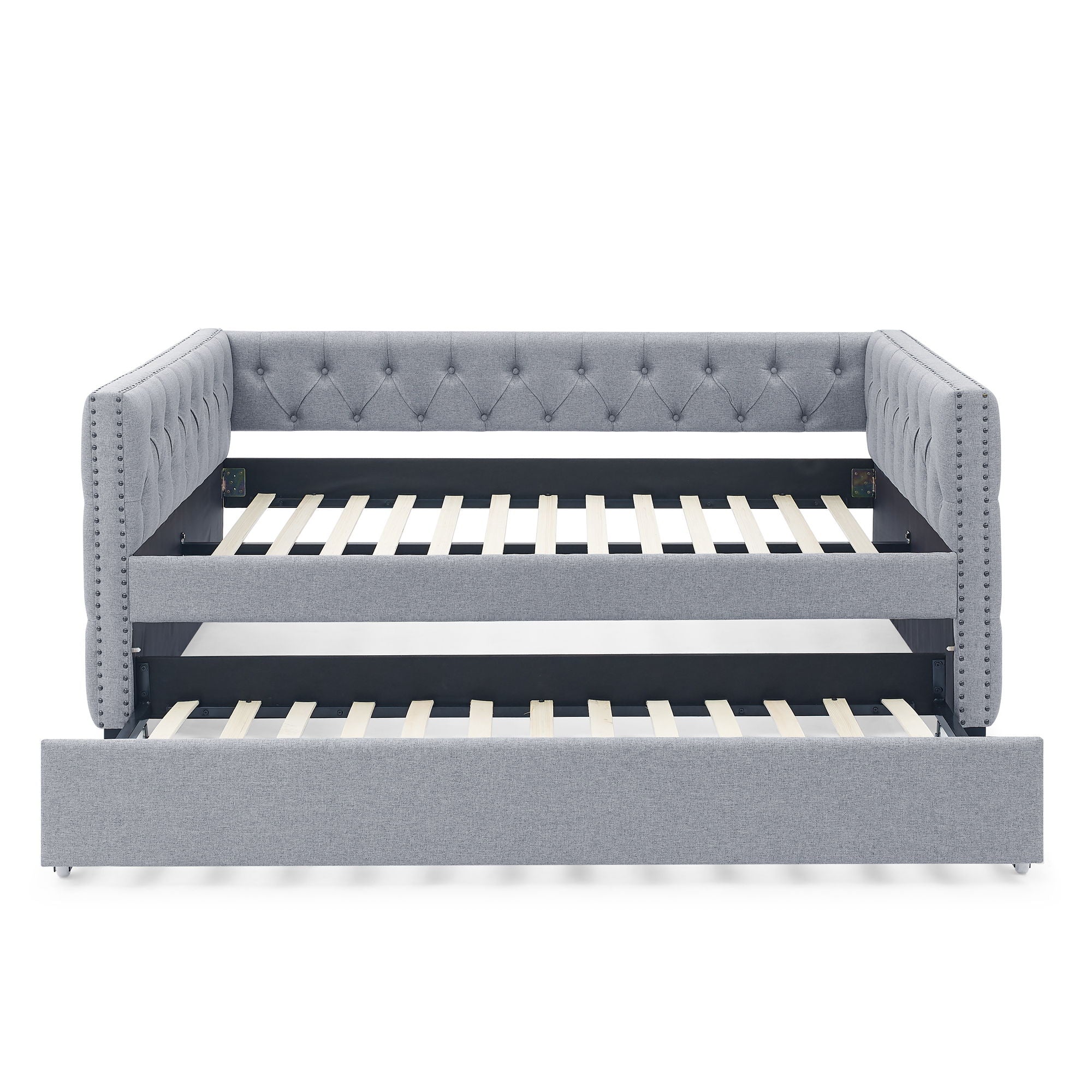 Inspired Upholstered Daybed With Trundle, Button Tufted