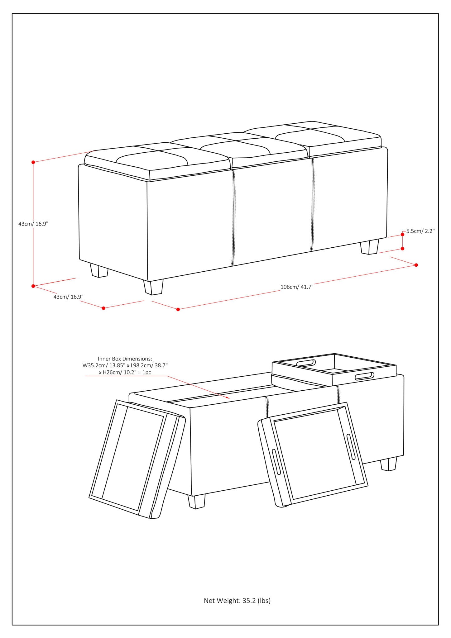 Avalon - Multi Functional Storage Ottoman