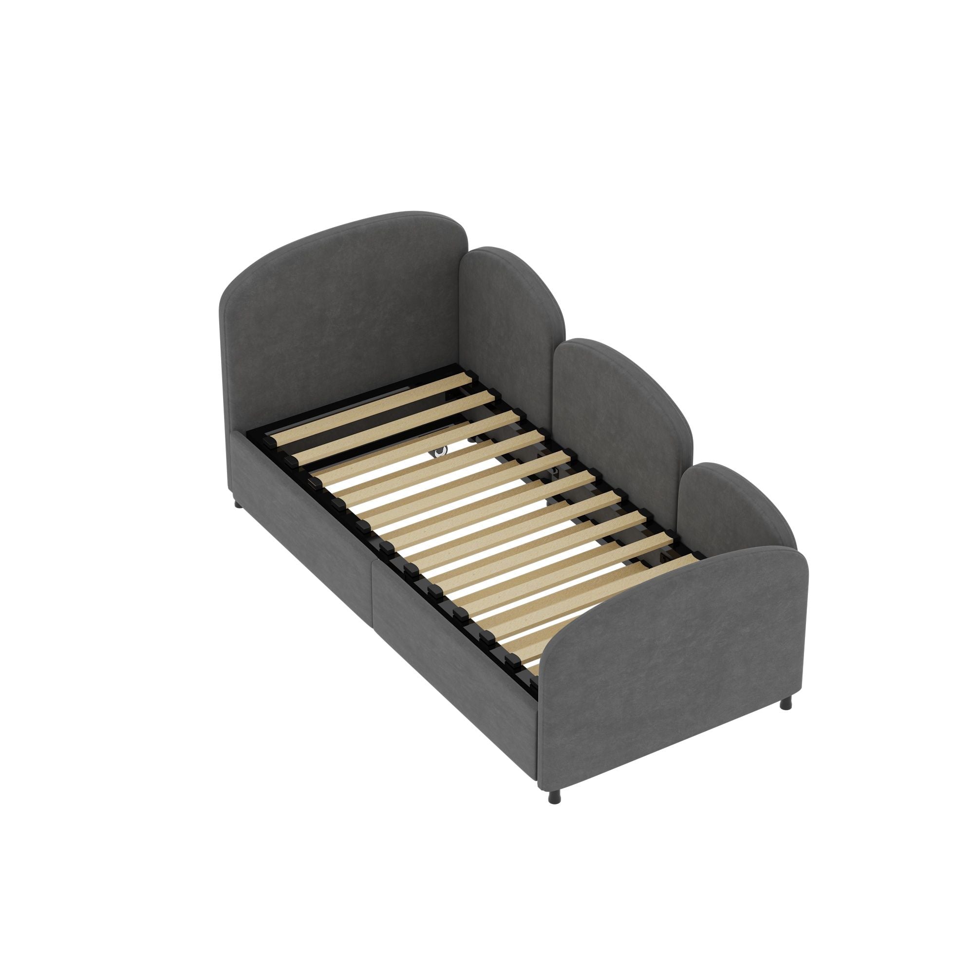 Modern Velvet Upholstered Daybed With Additional Bed Frame