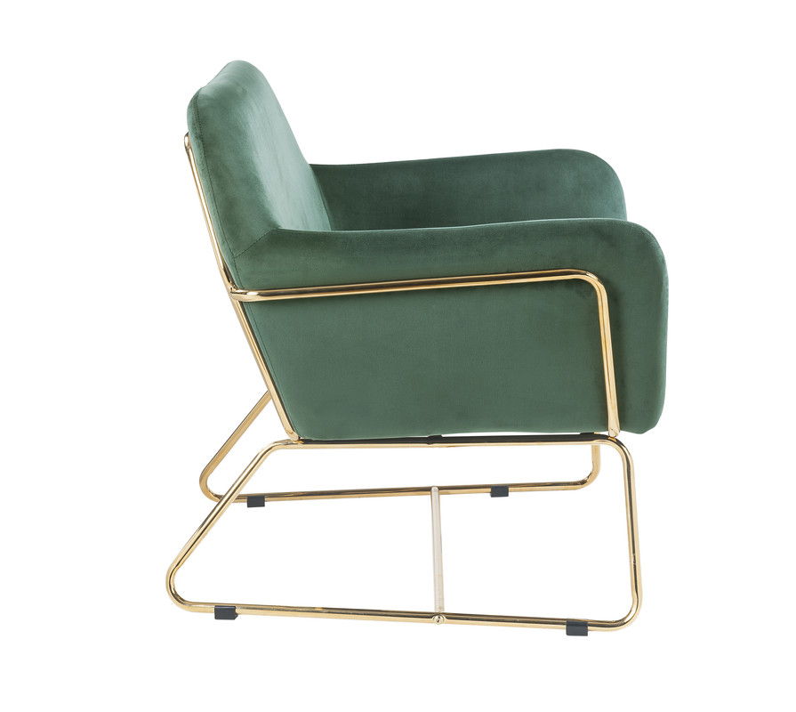 Keira 29.5"W Green Velvet Accent Chair with Metal Base