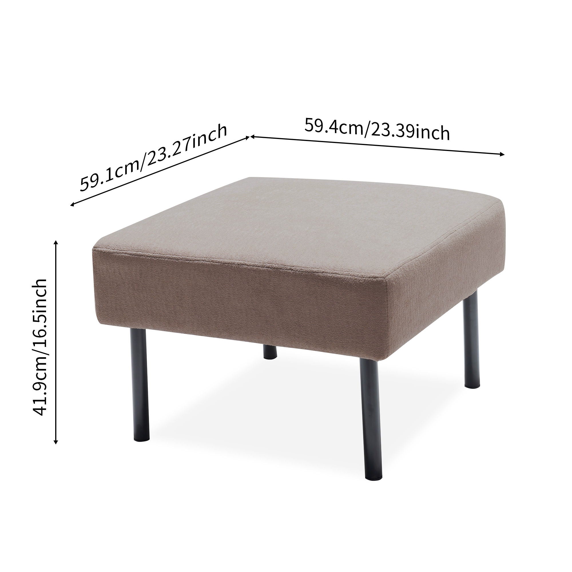 Modern L Shaped 3 Seater Sofa With Ottoman, Upholstered Couch For Small Spaces