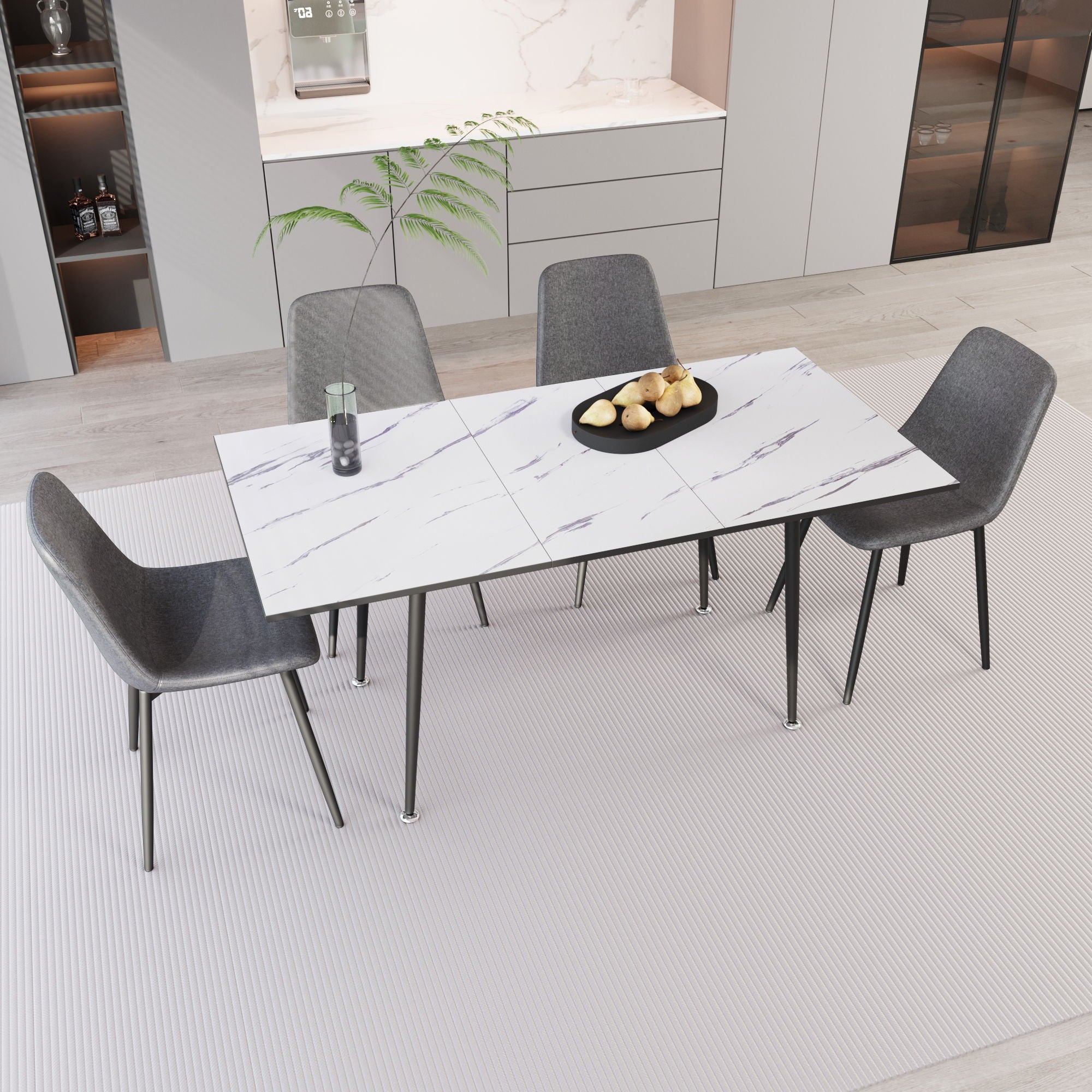 Modern Extendable Dining Table And Chair Set