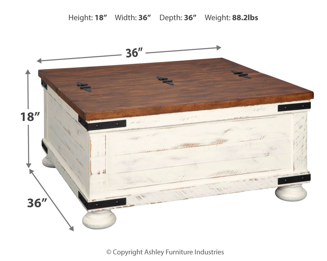Ashley Furniture Wystfield - White / Brown - Cocktail Table With Storage | Meri Furniture
