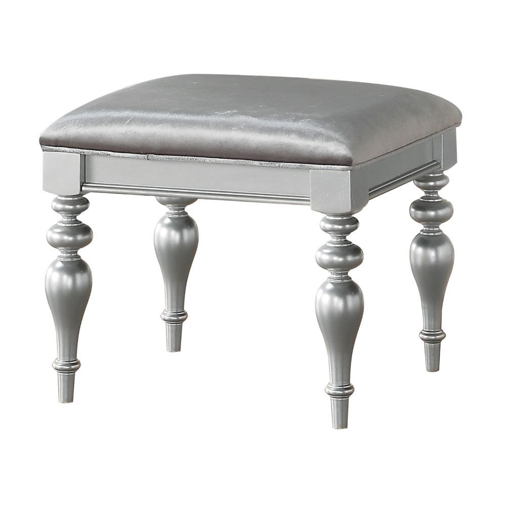 ACME Maverick - Vanity Stool - Fabric & Platinum | Meri Furniture