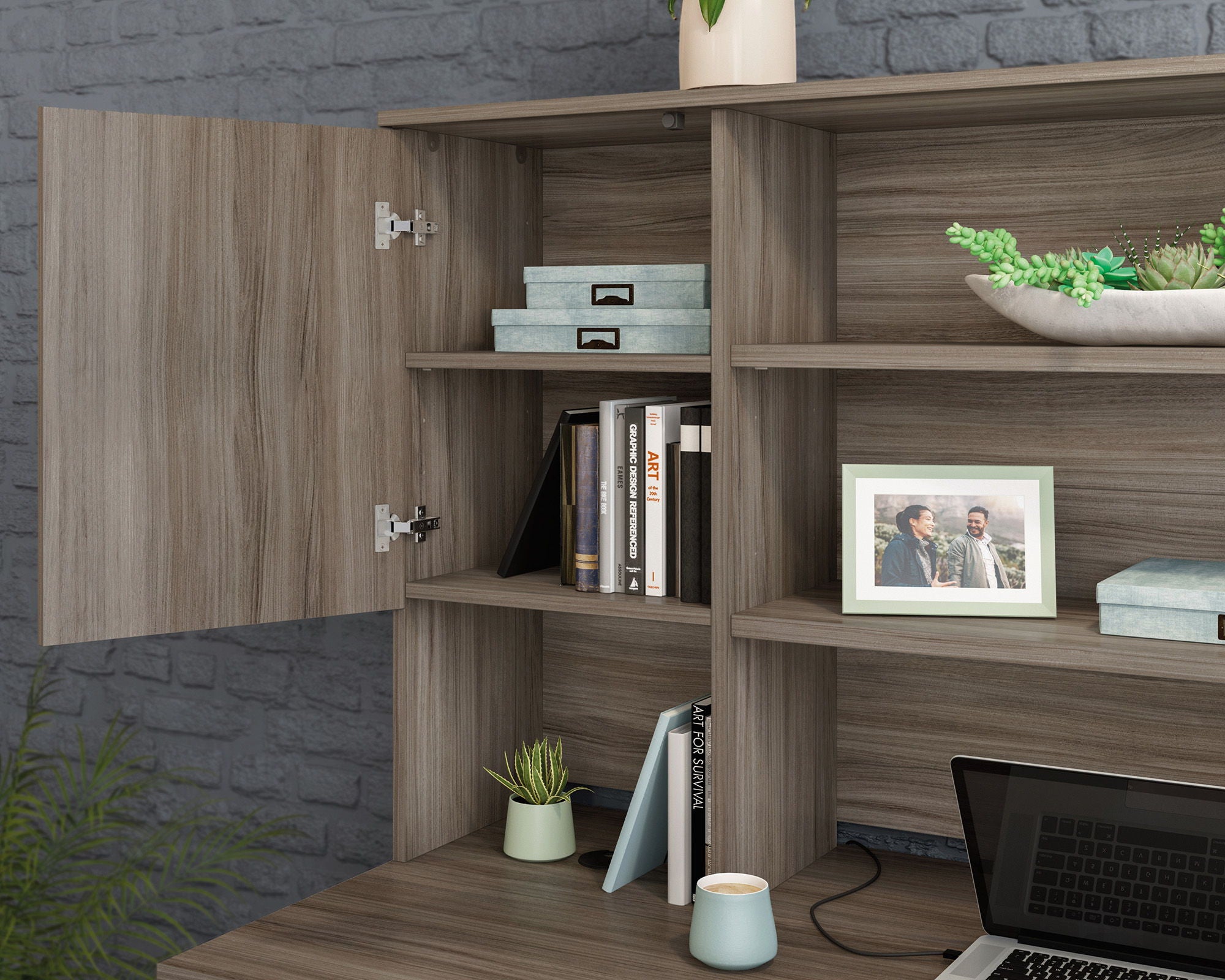 Commercial Desktop Hutch in Hudson Elm