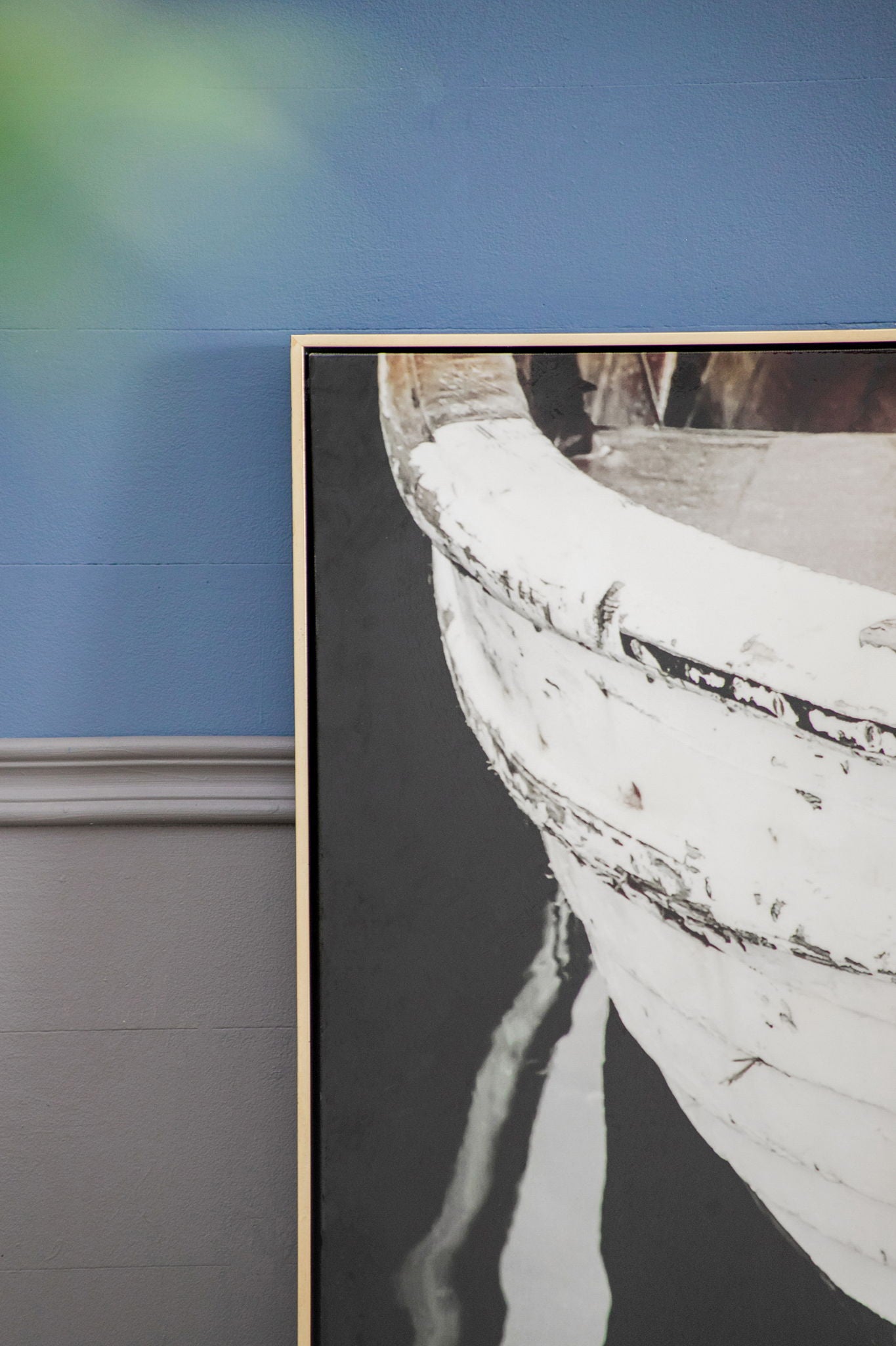 Large And Rectangular Wall Art With Frame, Wall Decor For Living Room - White / Blue