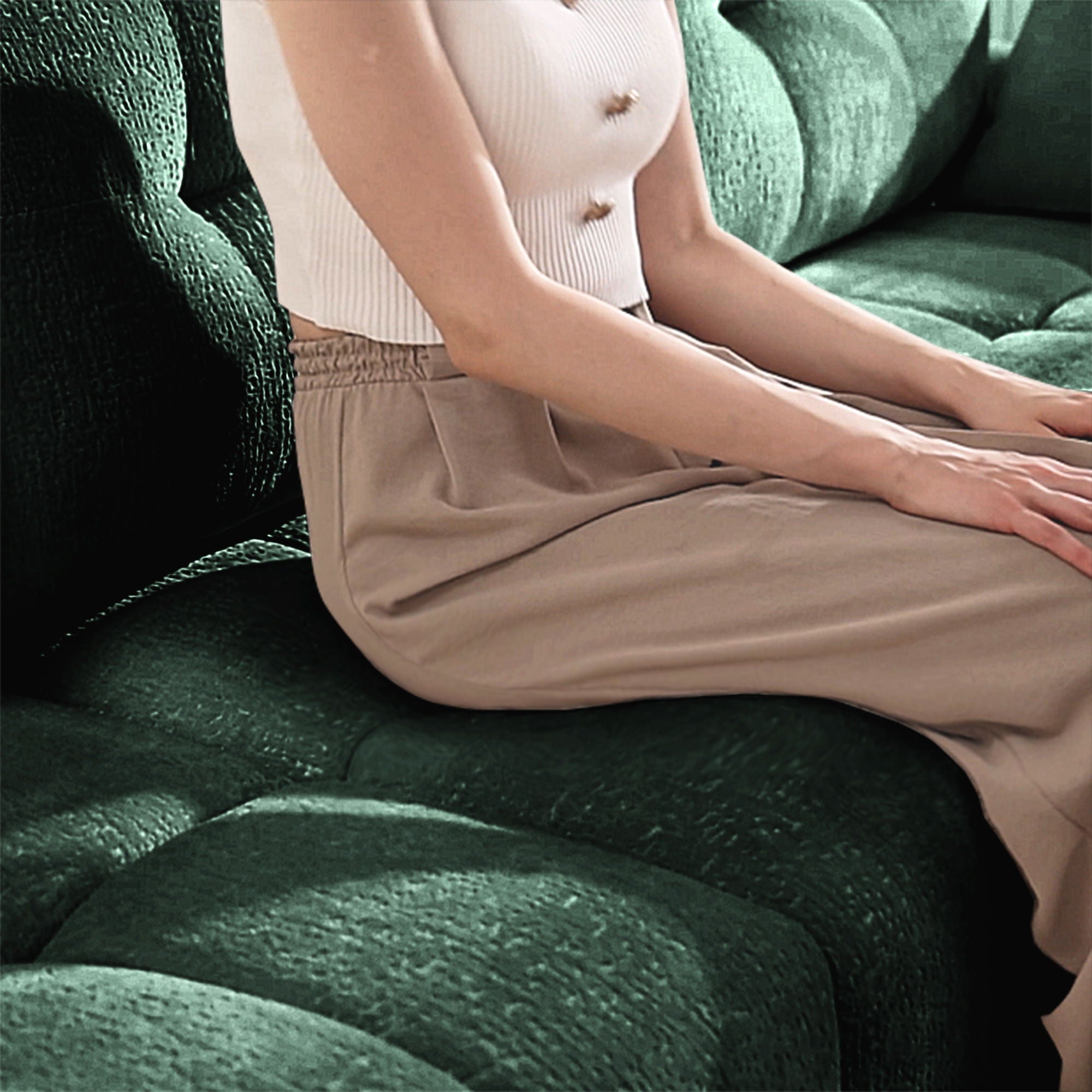 Ergonomic Single Seater Sofa With Ottoman, High Resilience Support Cushions