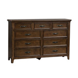 Saddlebrook - 9 Drawer Dresser - Dark Brown