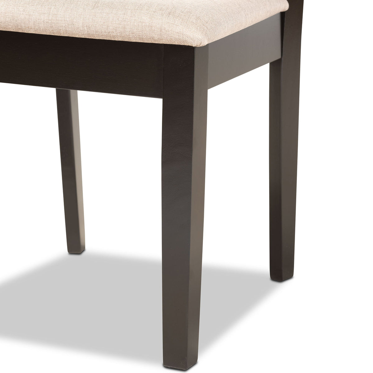 Fenton Modern and Contemporary Sand Fabric Upholstered and Dark Brown Finished Wood 7-Piece Dining Set