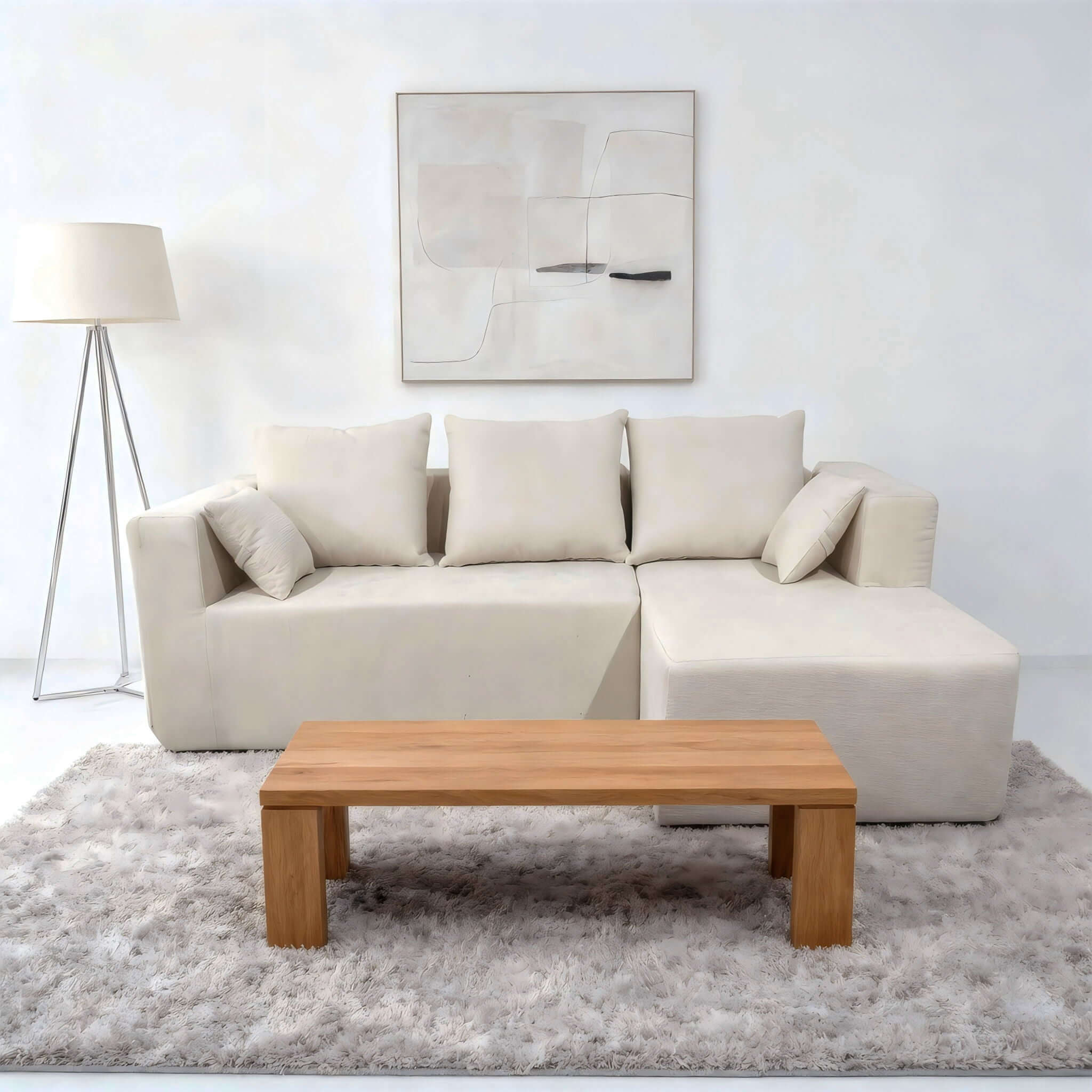 Modular Corner Sofa With Soft Linen Fabric