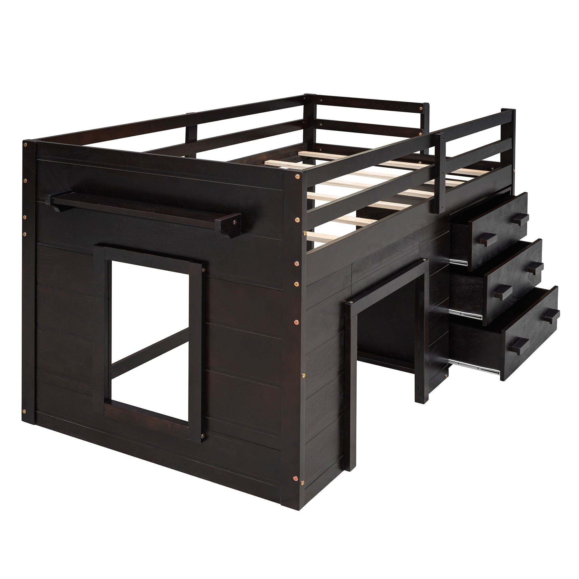 Loft Bed With Cabinet And Shelf