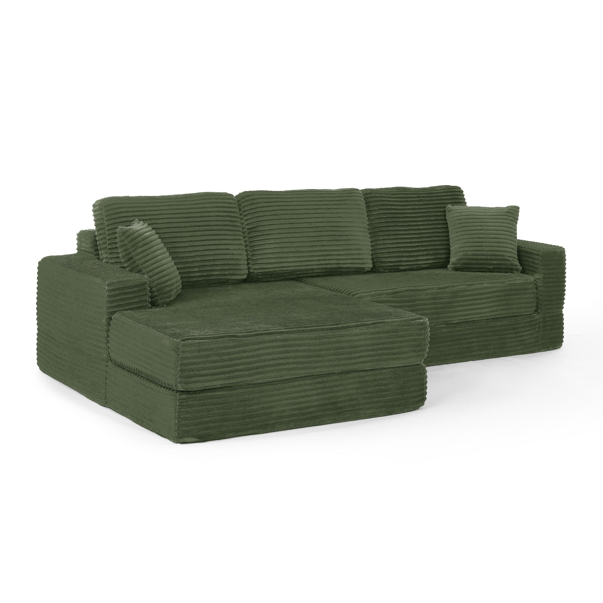 Modern Minimalist L Shape Modular Sectional Sofa, Corduroy Couch