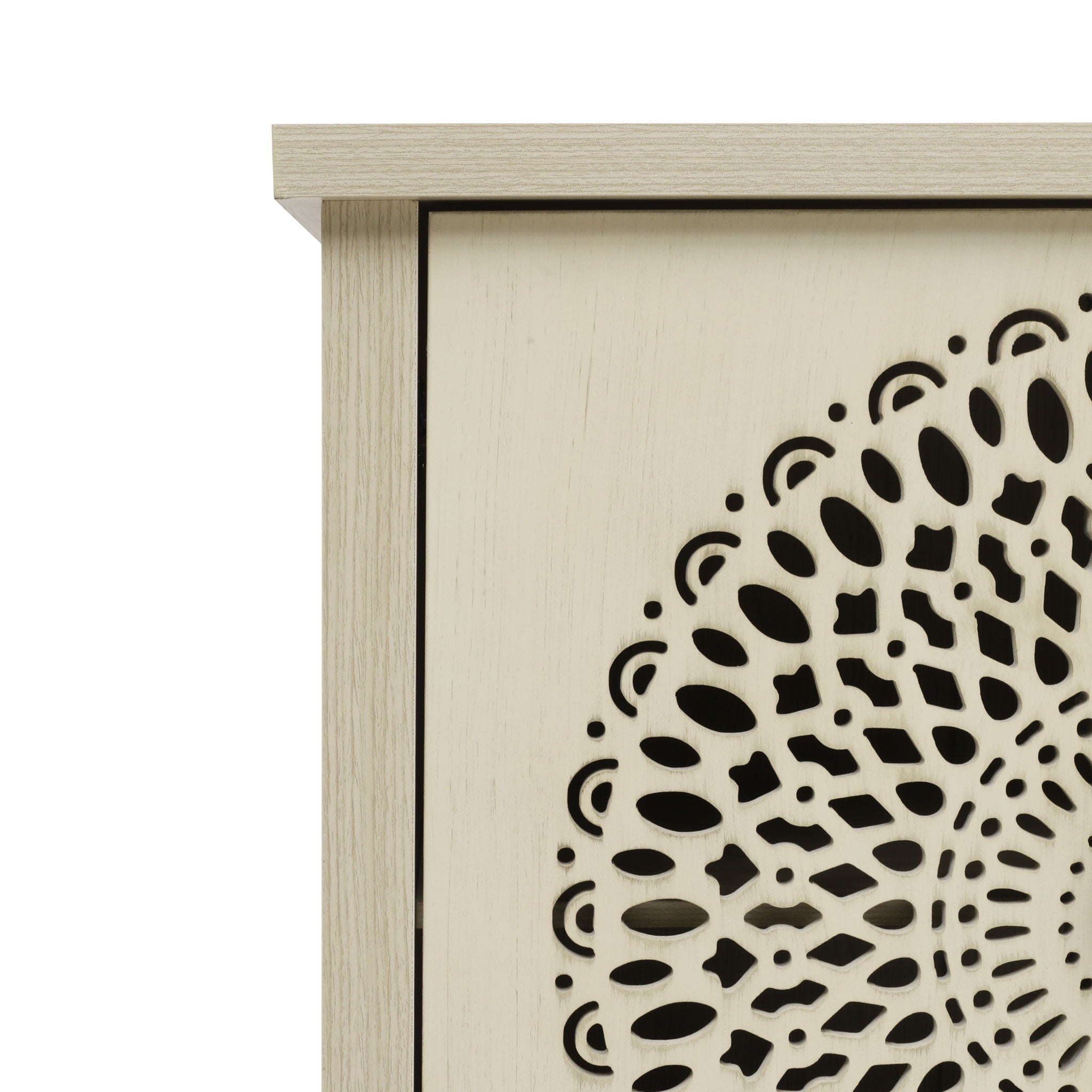 Hollow Carved 2 Door Accent Cabinet Sideboard Buffet Storage Cabinet With Adjustable Shelf For Entryway Living Room Bedroom - Natural