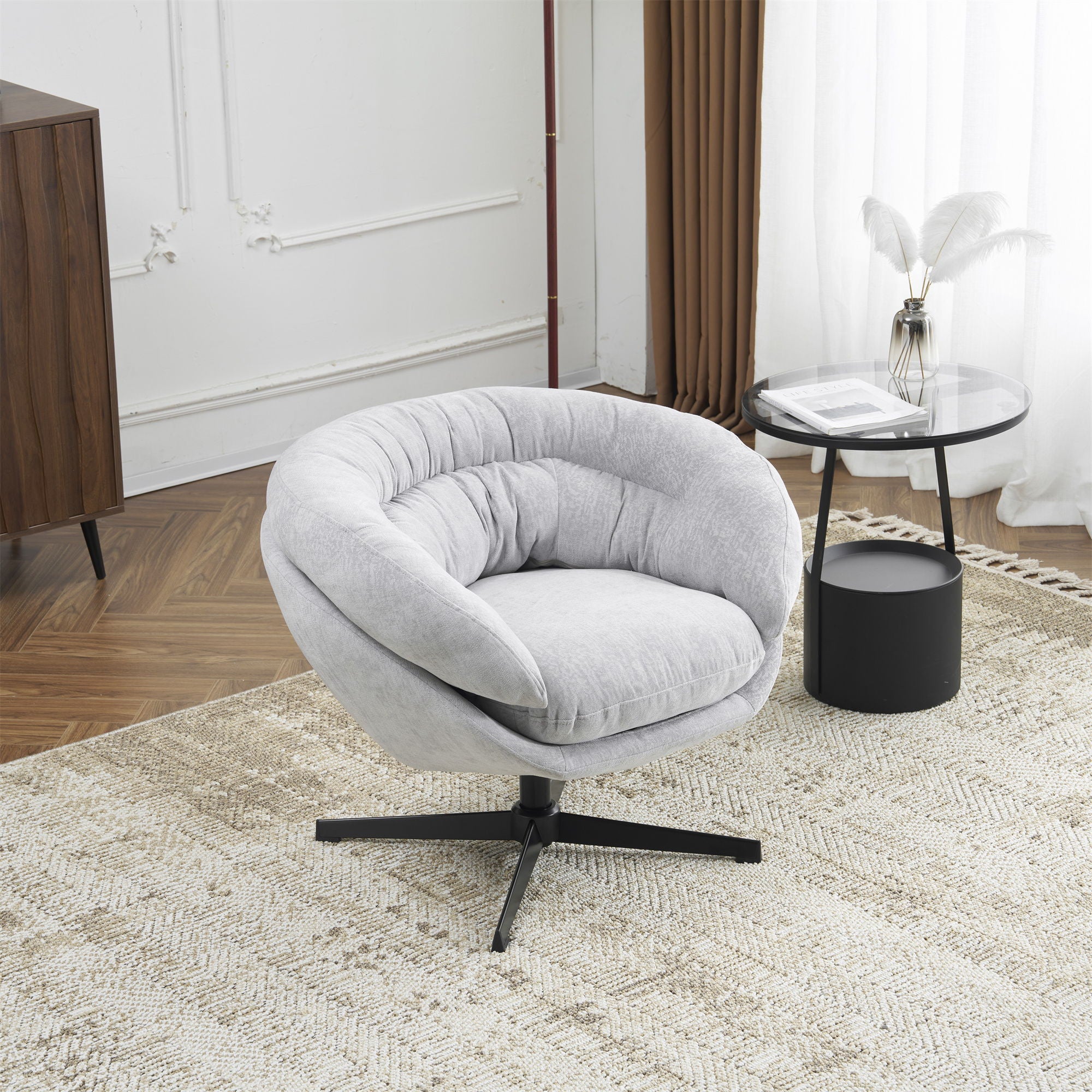 Modern Chenille Office Chair With 360 Degree Swivel