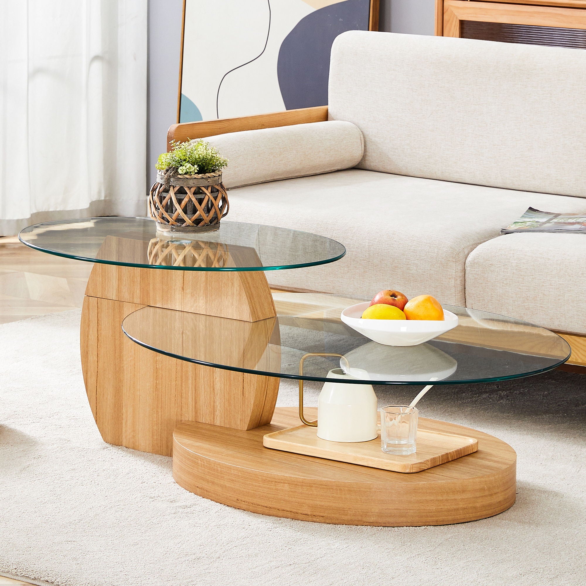 Contemporary Artistic Double Layer Coffee Table