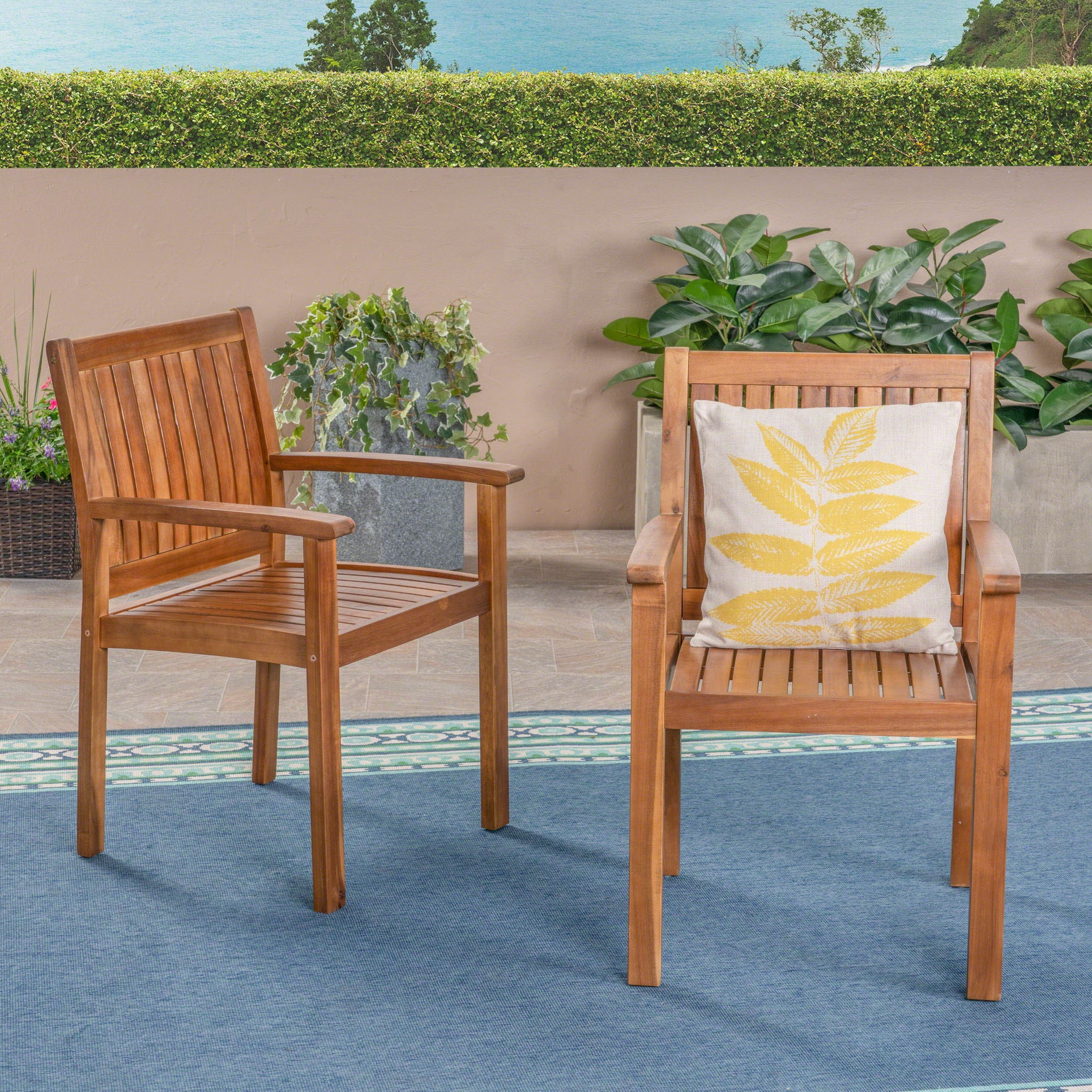 Amethyst - Outdoor Dining Chair With Slat Design (Set of 2) - Natural