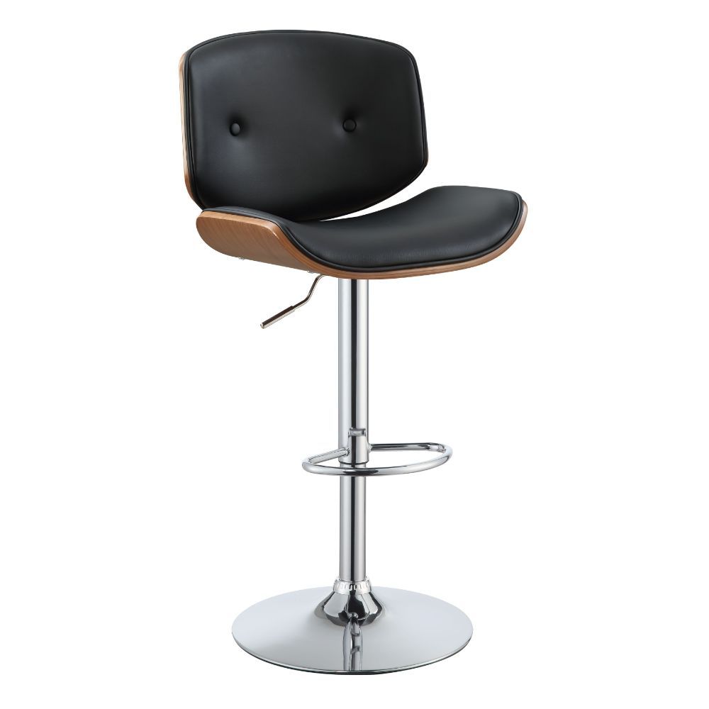 ACME Camila - Stool - Black PU & Walnut - 45" | Meri Furniture