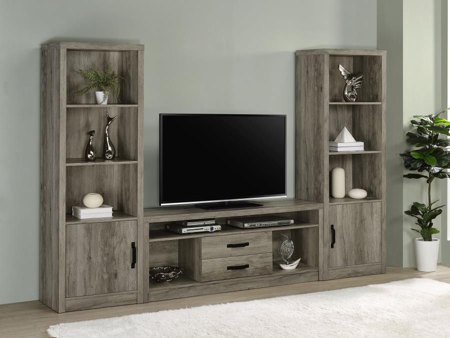 Coaster Fine Furniture Burke - 3 Piece TV Entertainment Center - Gray Driftwood | Meri Furniture