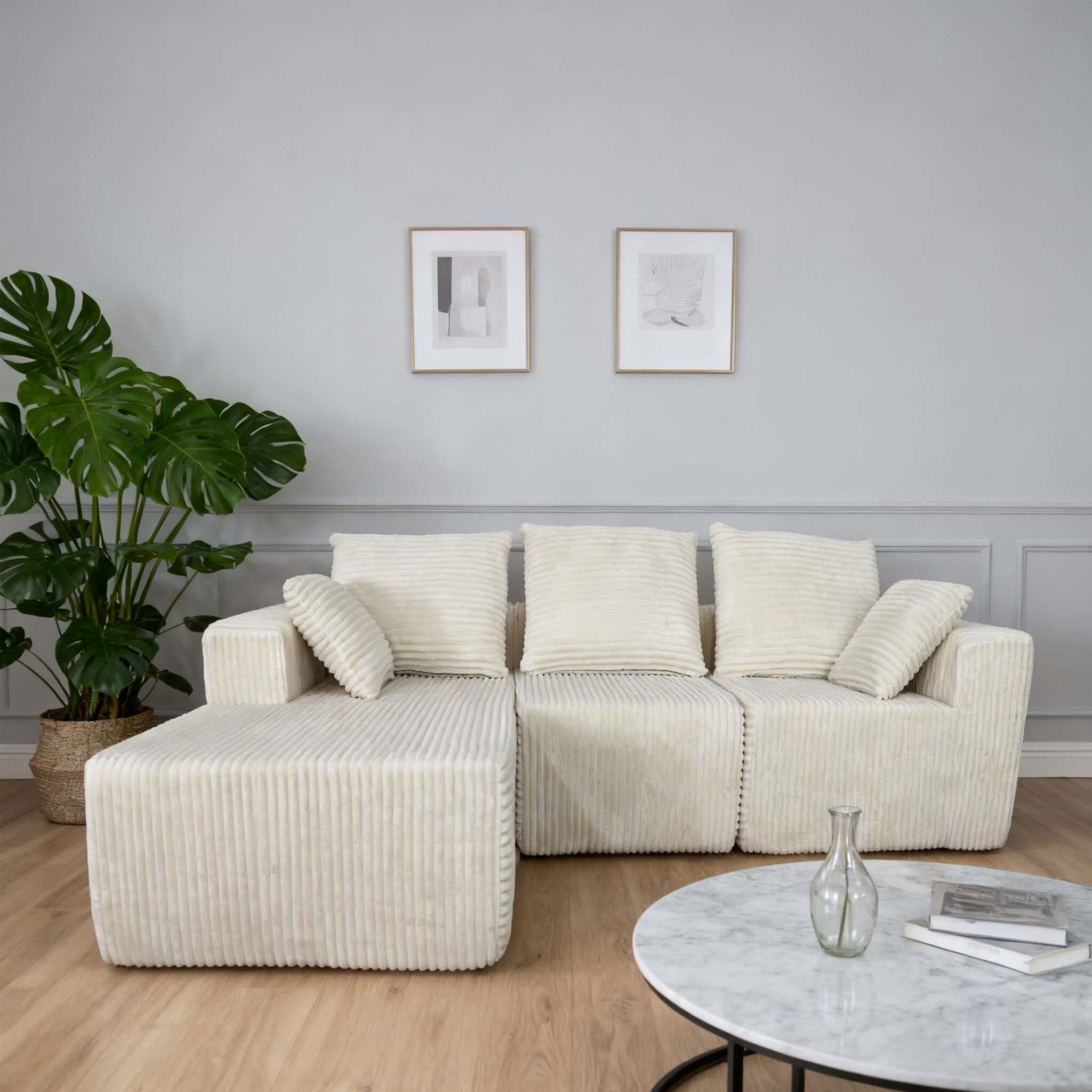 Corner Combination Sofa Sectional Couch With Soft Plush Fabric