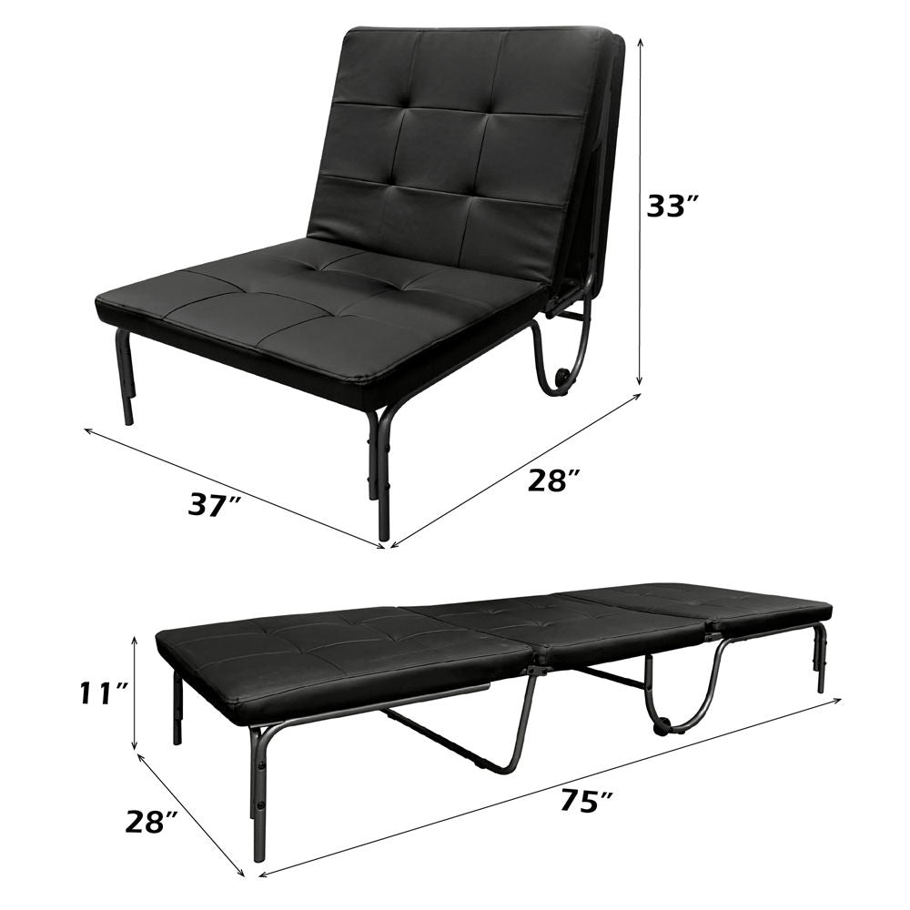 Senon - Adjustable Chair Futon) - Silver & Black