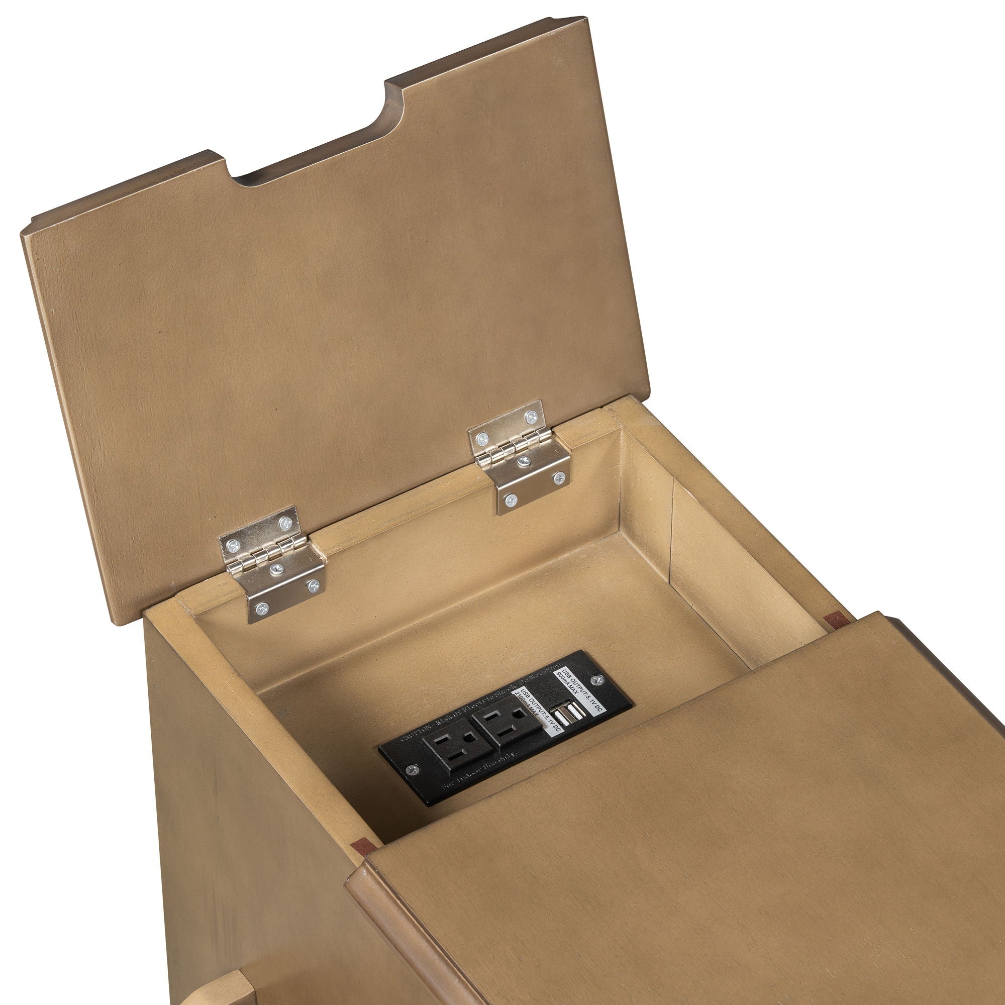 Vintage Flip Top Side Table With USB Ports