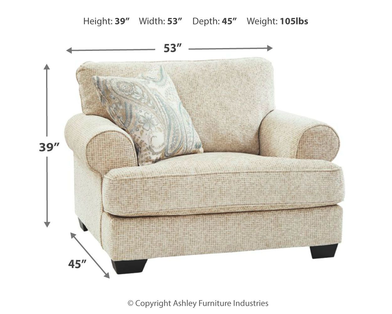 Ashley Furniture Monaghan - Sandstone - Chair And A Half | Meri Furniture