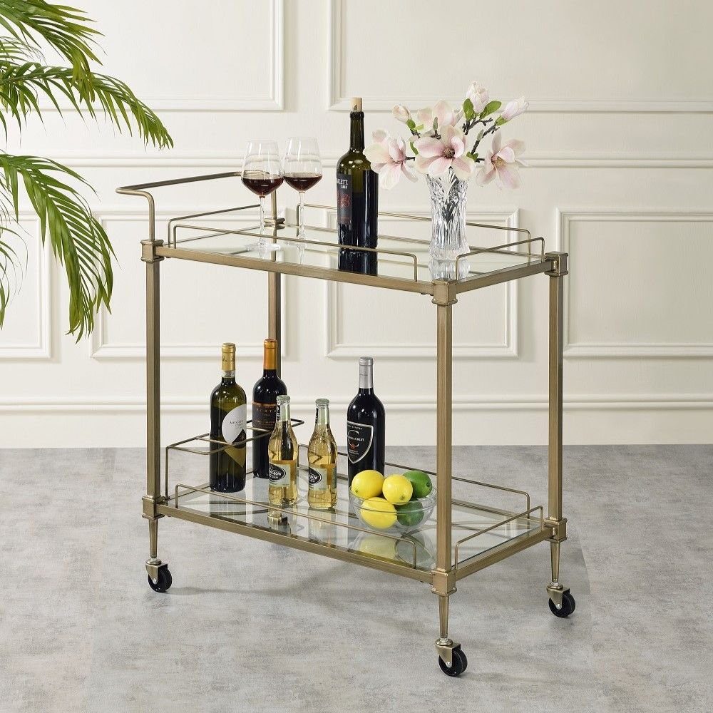 ACME Aditya - Serving Cart - Antique Brass | Meri Furniture
