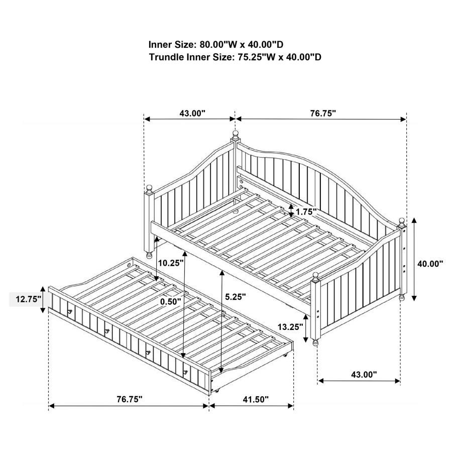Coaster Fine Furniture Julie Ann - Arched Back Day Bed With Trundle | Meri Furniture