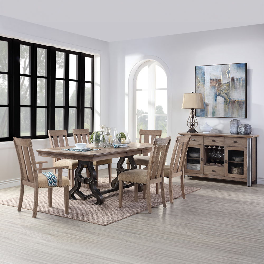 Nathaniel - Arm Chair Set of 2) - Fabric & Maple