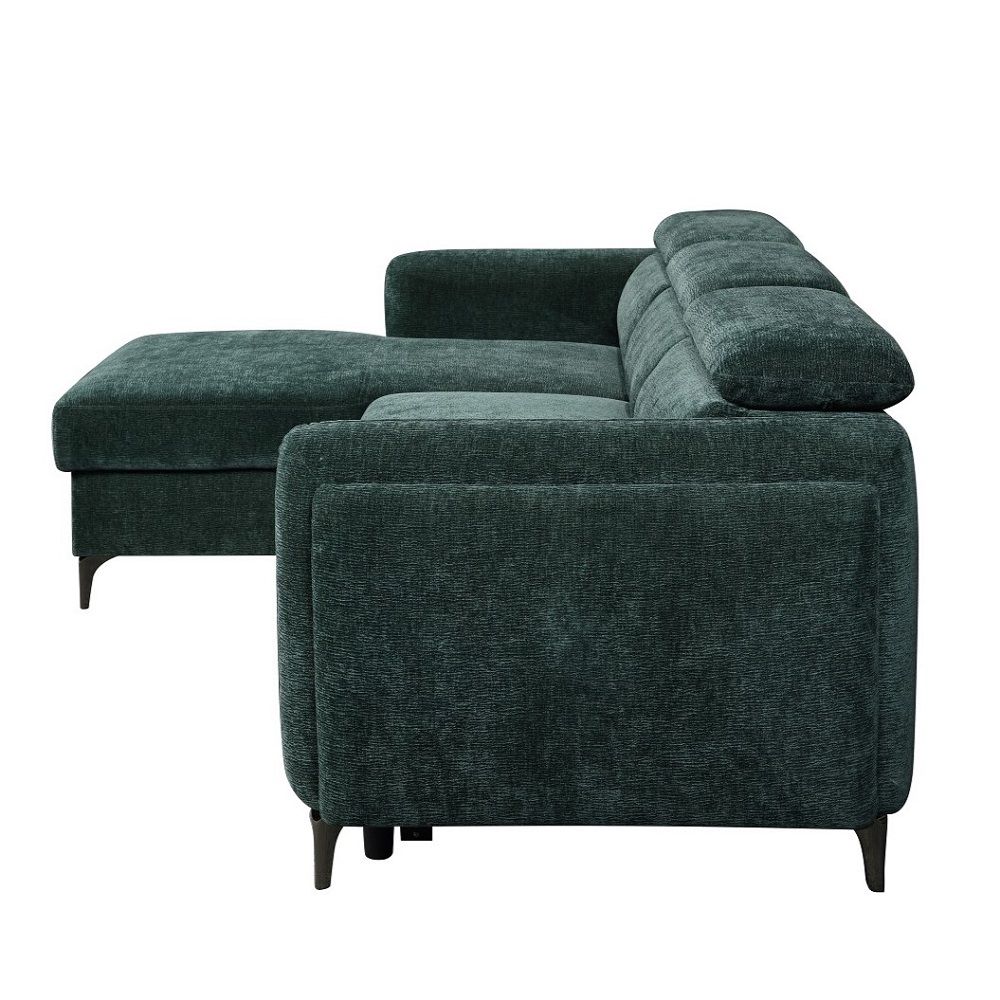 ACME Zadok - Sectional Sofa With Sleeper & Storage - Green | Meri Furniture