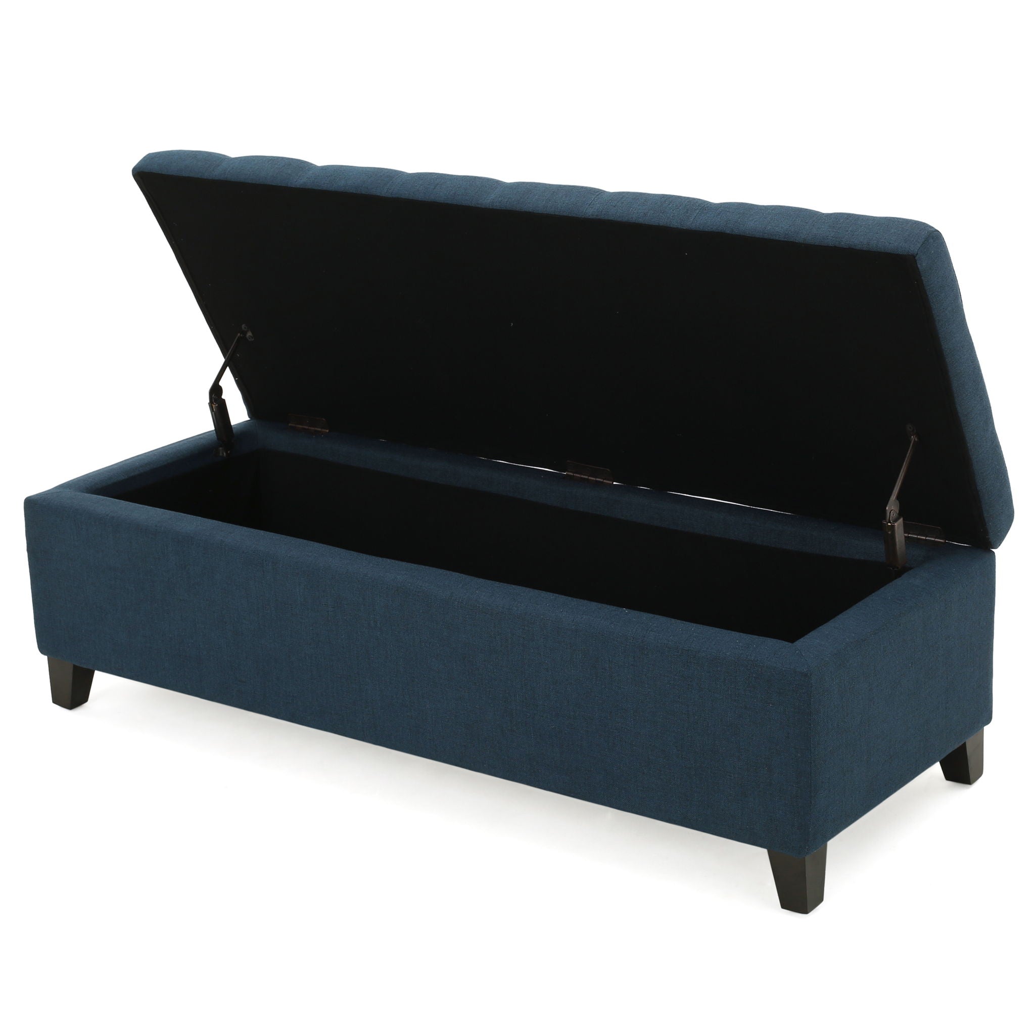 Nebulous - Fabric Upholstered Ottoman With Storage And Diamond Tufted Seat - Navy Blue