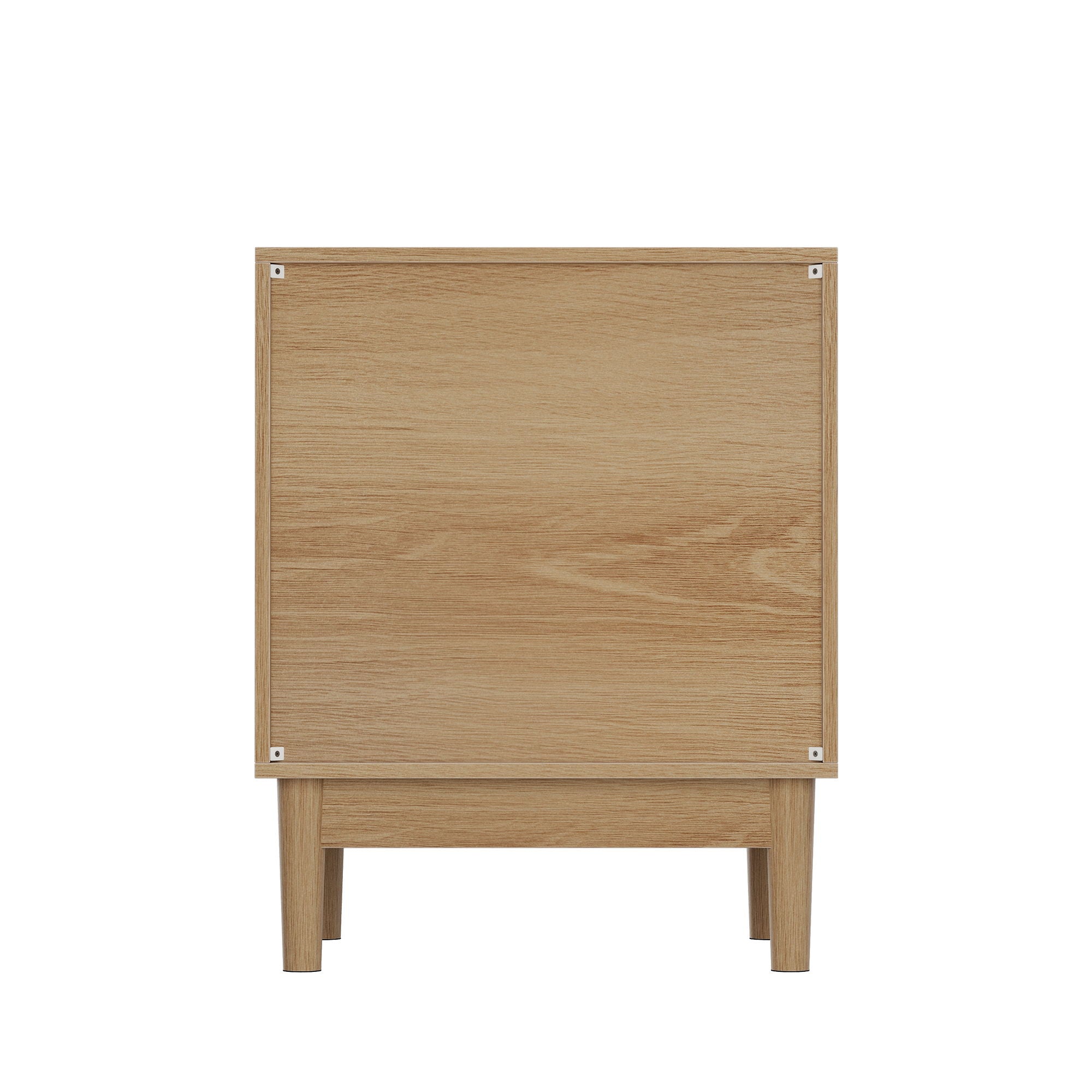 Bedside Table With Grille Design And 2 Drawers, Side Table For Bedroom - Oak