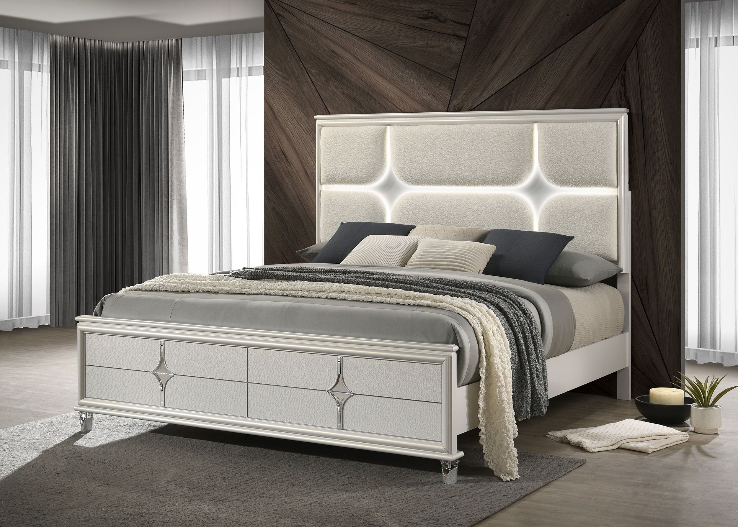 Coaster Fine Furniture Olivia - Panel Bed LED Headboard | Meri Furniture