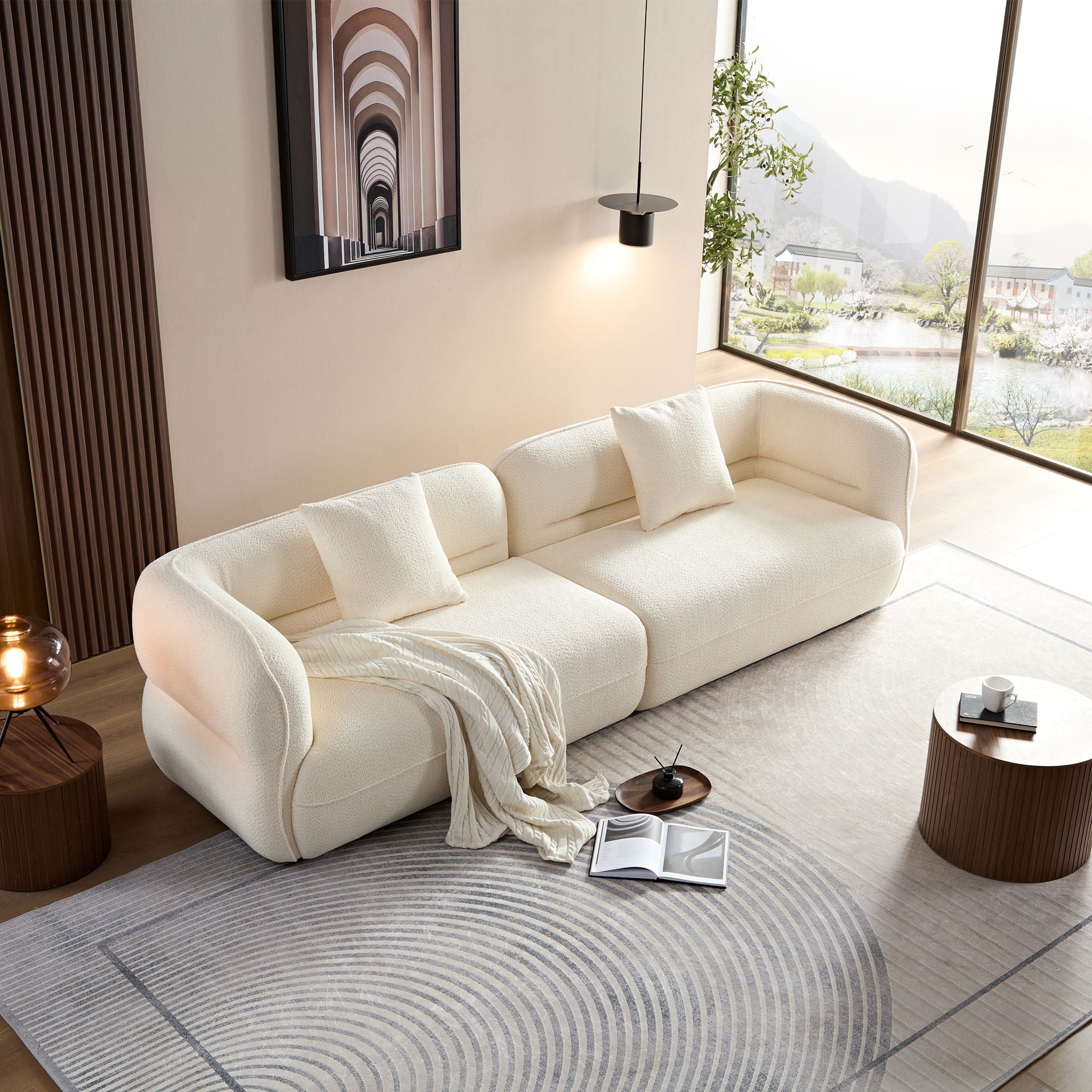 Sectional Sofa With Durable Fabric, Solid Wood Frame, And High Density Sponge Fill