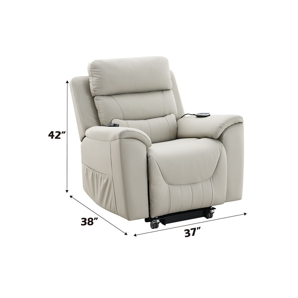 Marsha - Power Recliner With Lift & Massage - Light Gray Leather