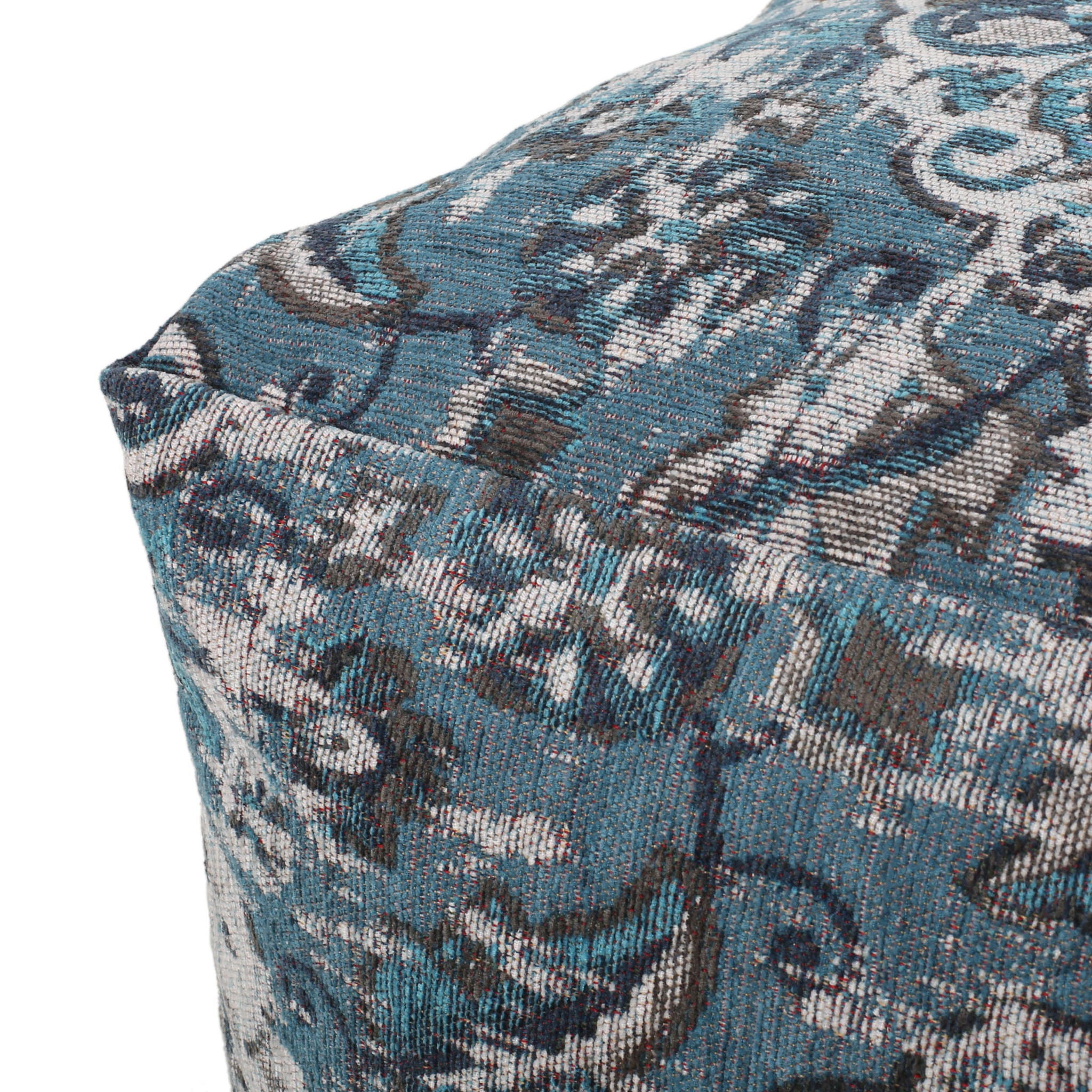 Anita - Square Pouf Ottoman And Floor Cushion - Blue
