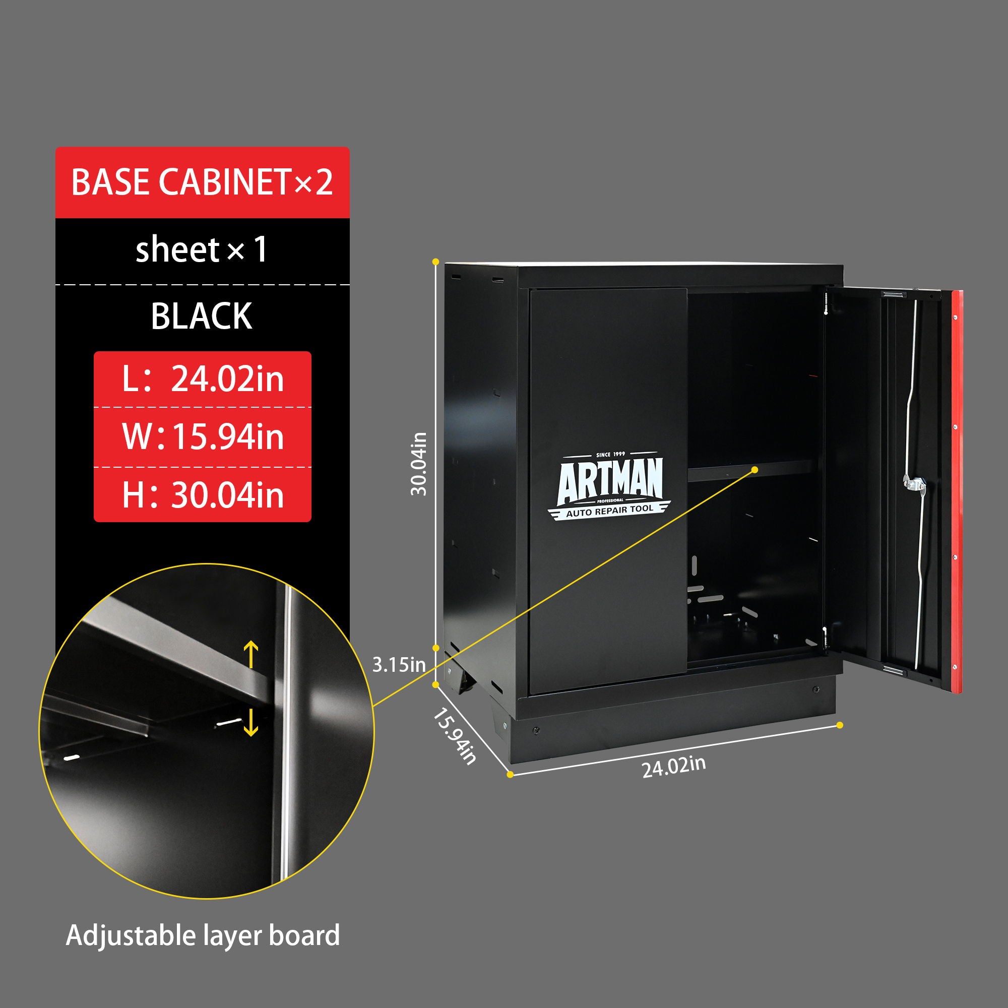 Steel Filing Cabinet With Compartments For Office Use, Storage, File Storage, Archives, And High And Low Cabinets - Black / Red