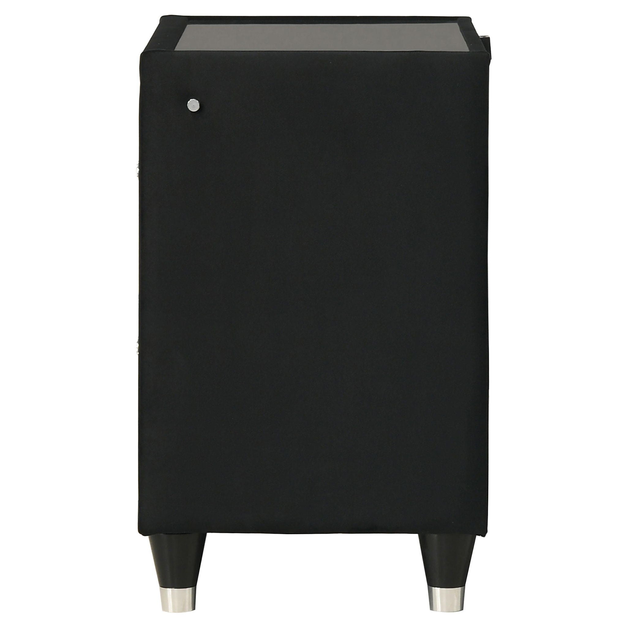 Ravenne 2-drawer Velvet Upholstered LED Nightstand with USB Black