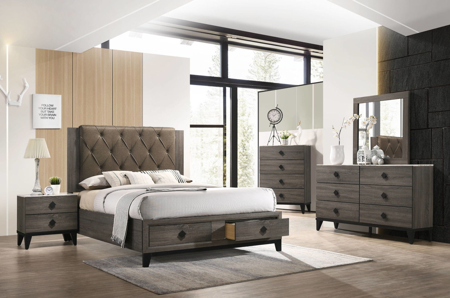 ACME Avantika - Mirror - Rustic Gray Oak | Meri Furniture