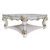 ACME KD, Table with Scrolled Leg and Bottom Shelf Top Apron: Scrolled Decor Trim | Meri Furniture
