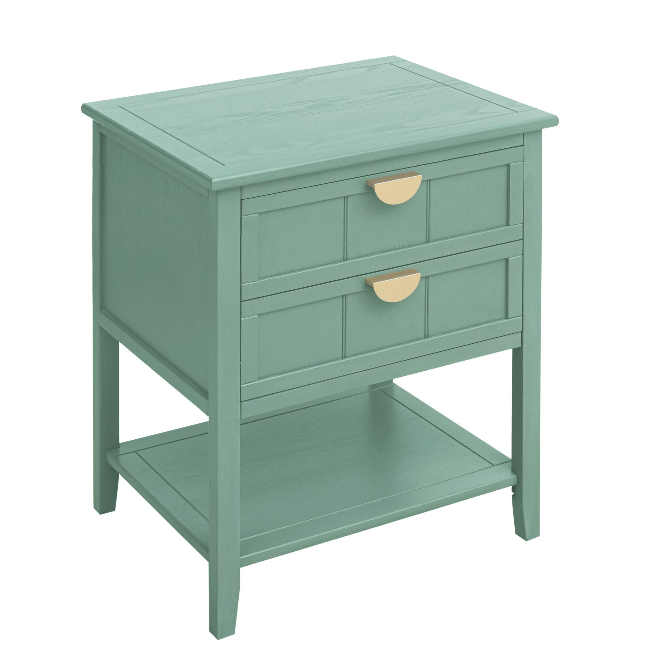 2 Drawer Side Table, American Style, End Table, Suitable For Bedroom, Living Room, Study
