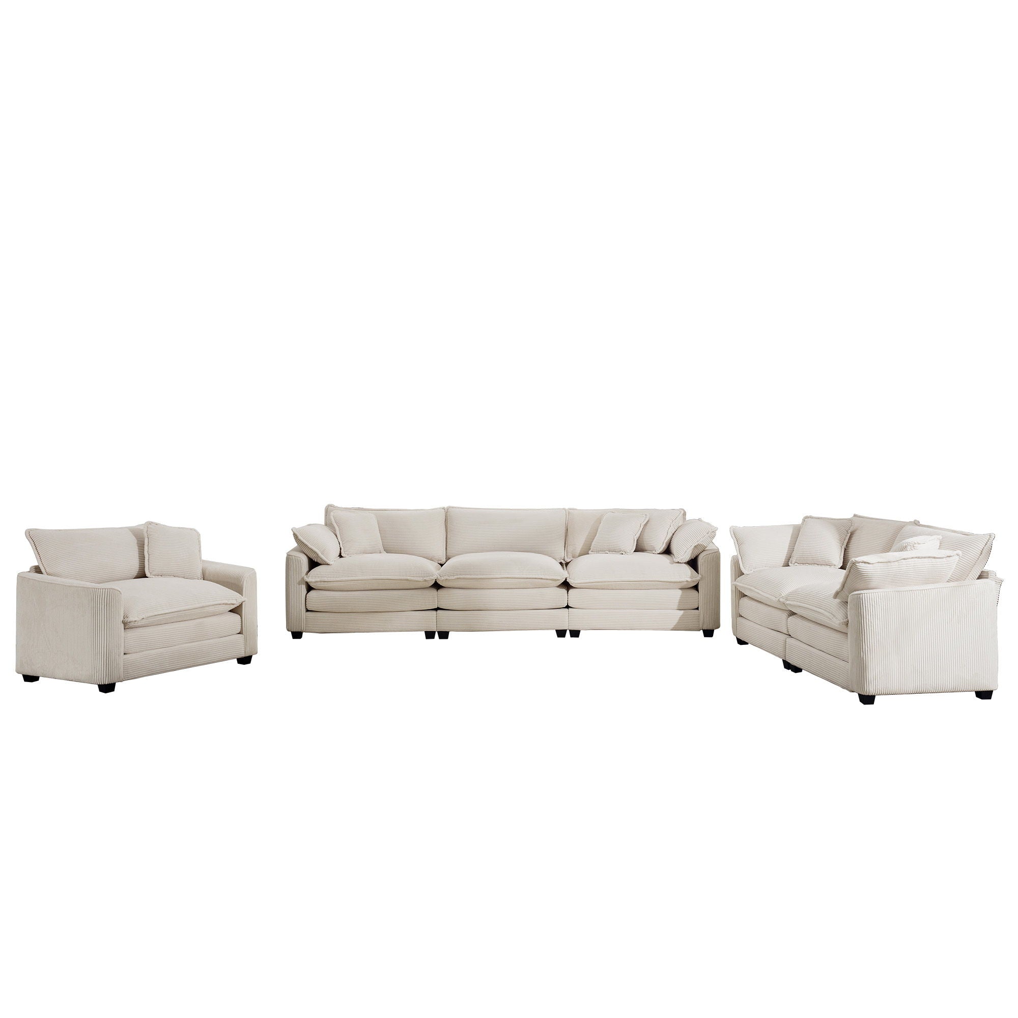 Elegant Corduroy Oversized Sectional Sofa Set With Deep Seats And Flexible Layout