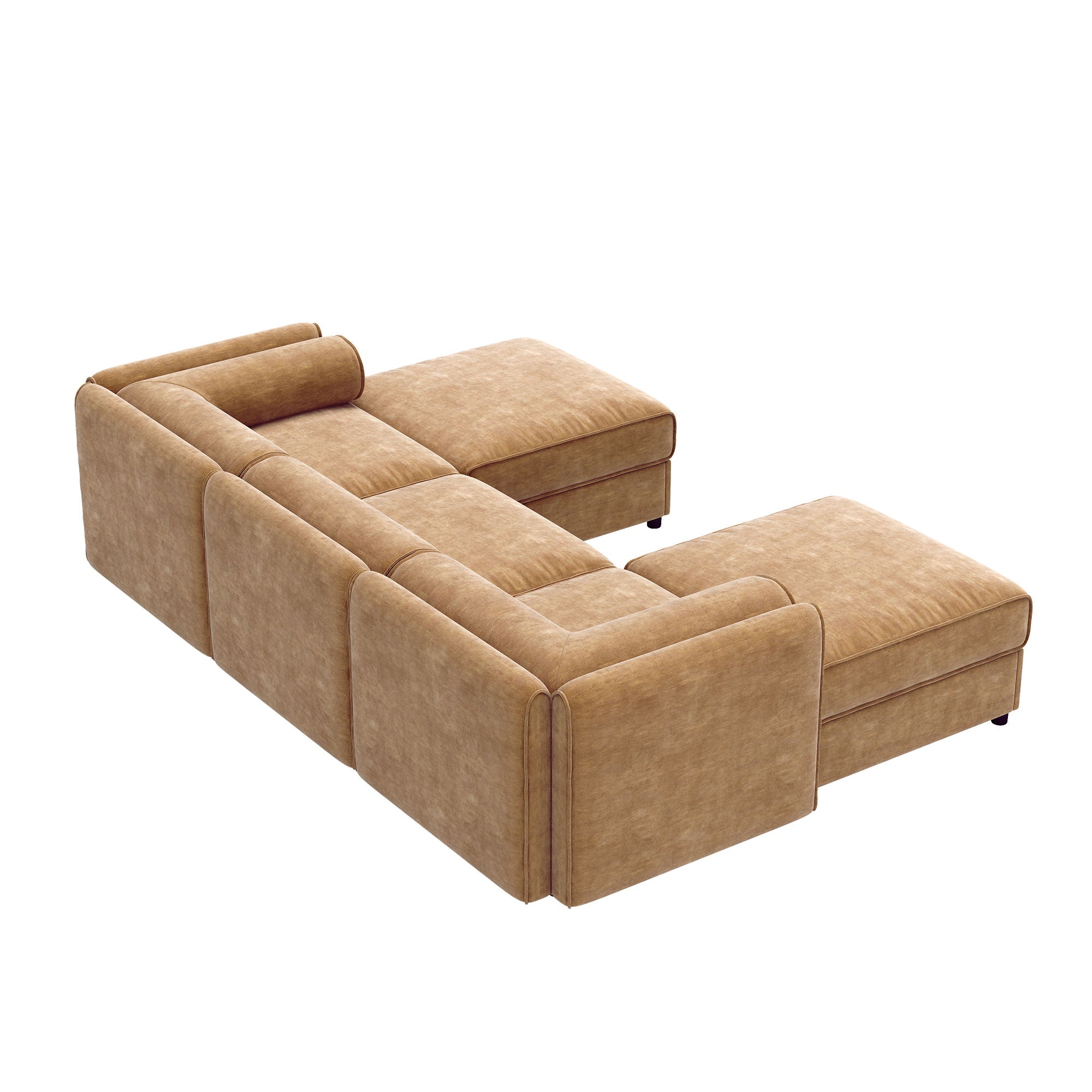 Contemporary Elegant White Chenille Sofa With Storage And Ottoman