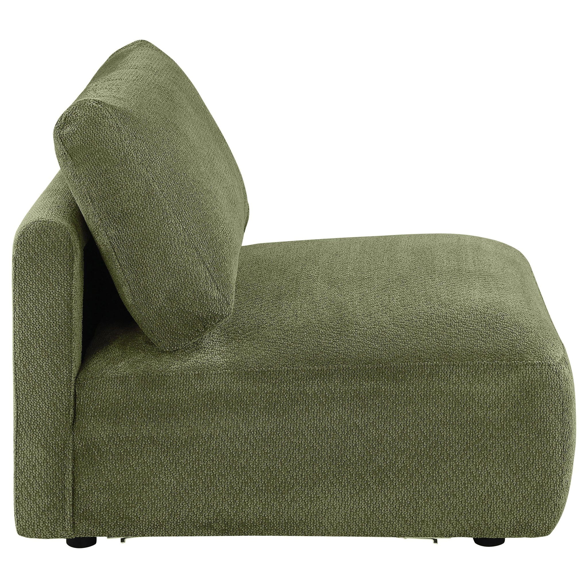 Elysia Chenille Upholstered Modular Armless Chair Green