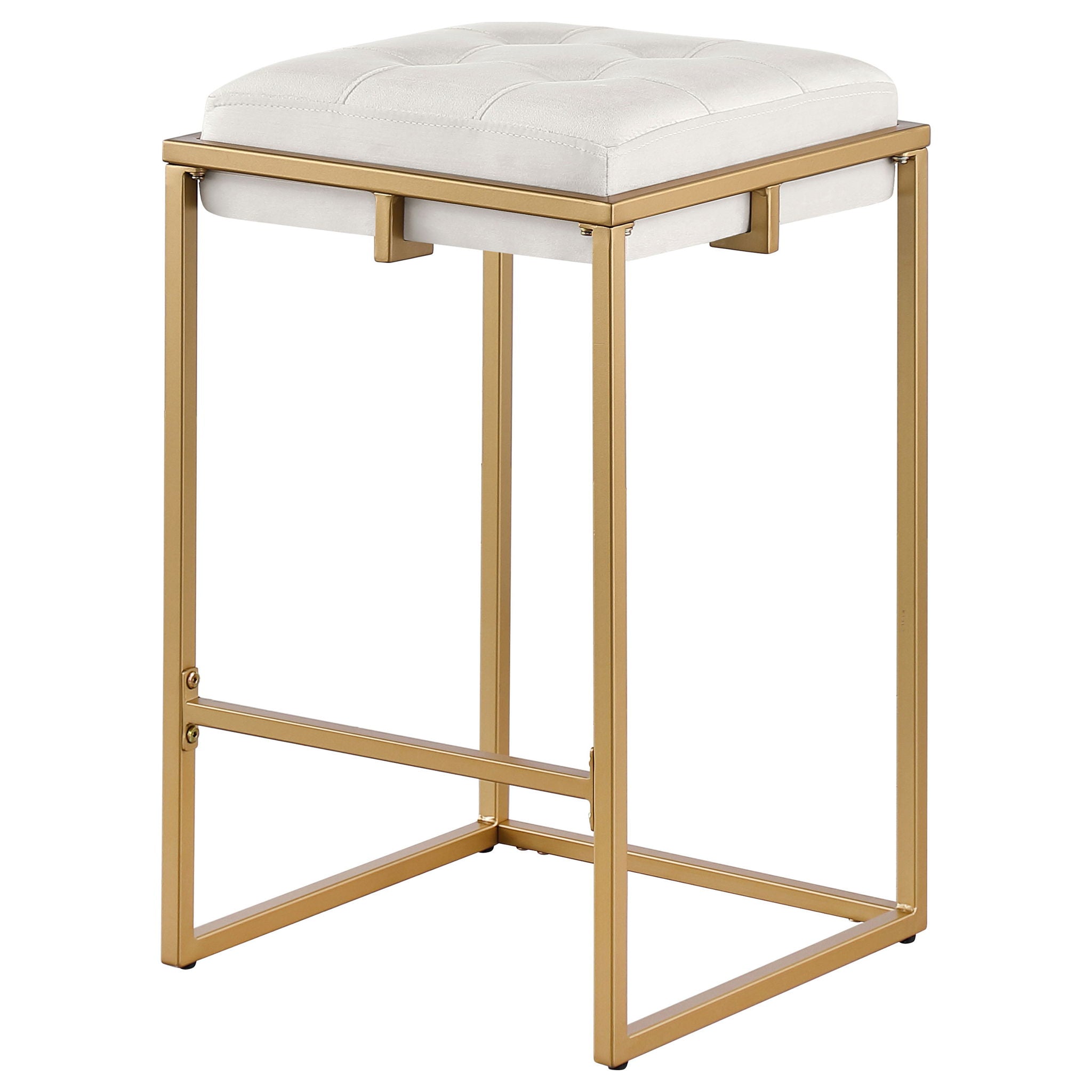 Square Counter Height Stools (Set of 2) - Beige / Gold