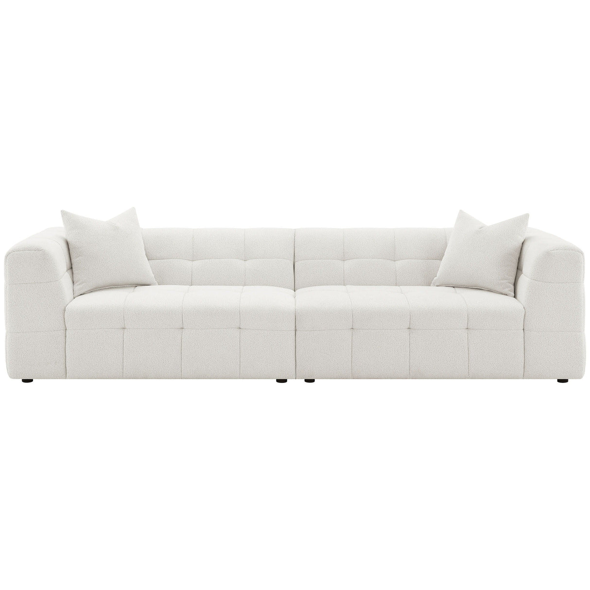 Everly - Boucle Upholstered Extra Long Sofa - White