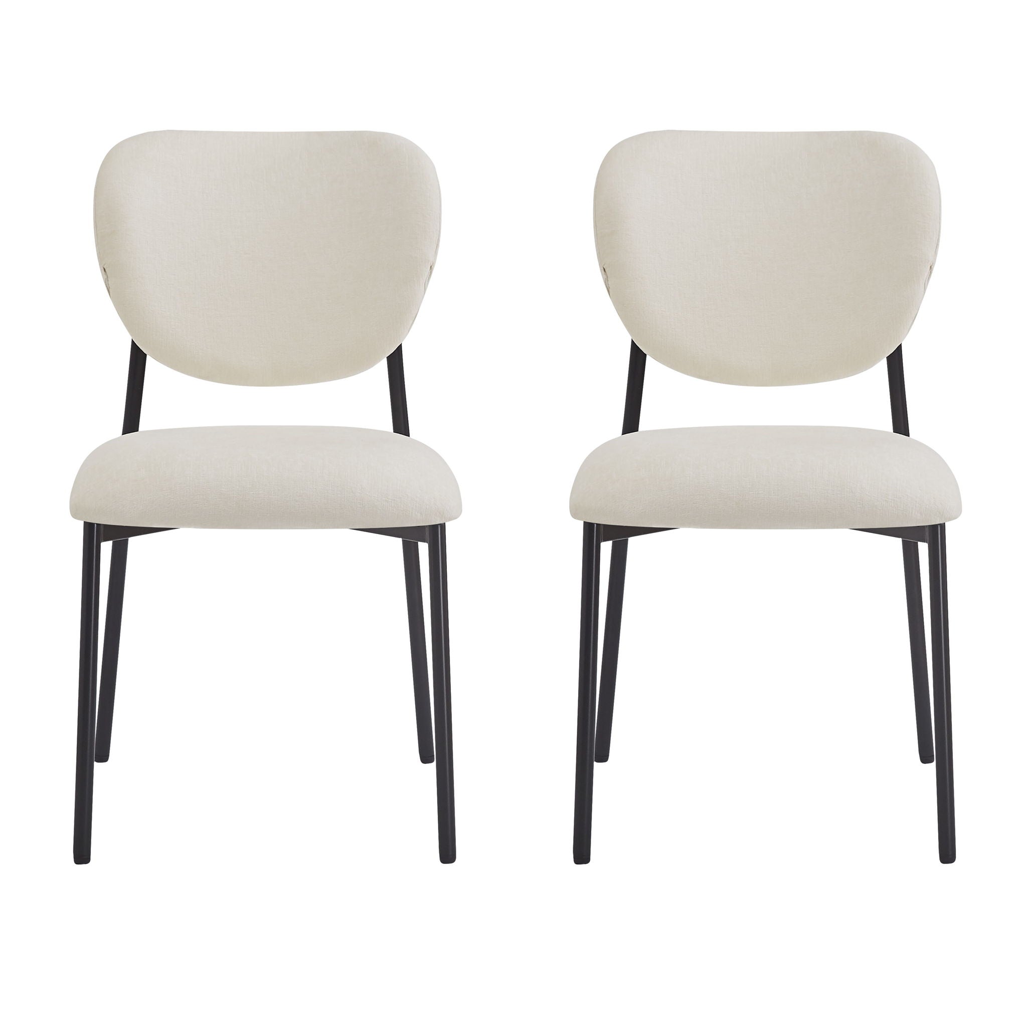 Modern Upholstered Dining Chairs With Metal Legs (Set of 2) - Beige
