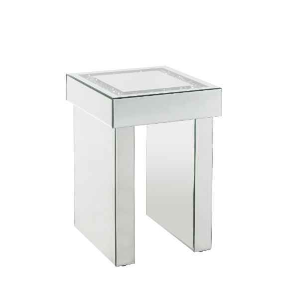 ACME Noralie - End Table - Mirrored & Faux Diamonds - Wood | Meri Furniture