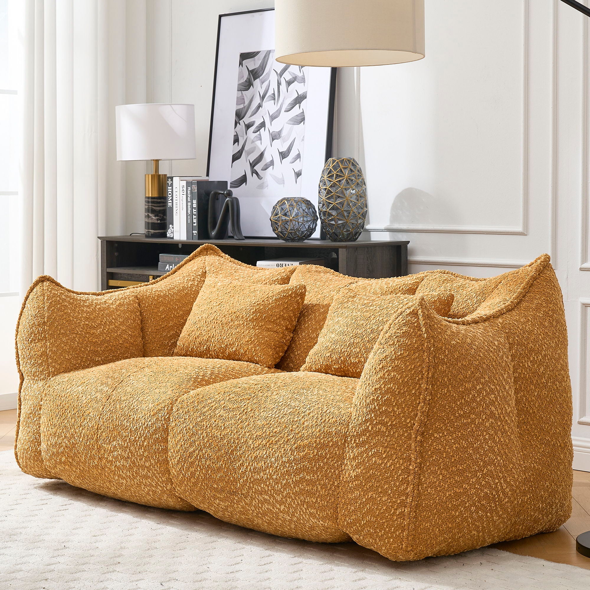 Comfortable Dual Beanbag Chair With High Resilience Foam Core For 2 People